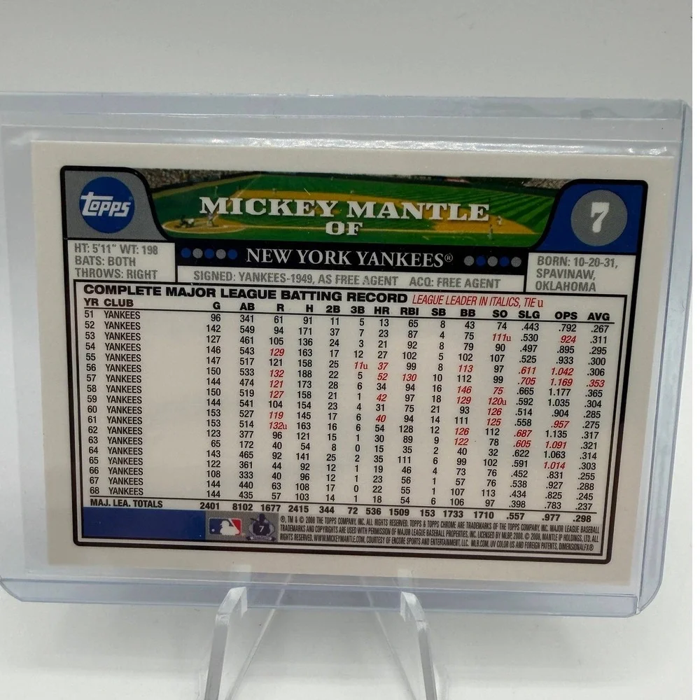 2006 Topps Chrome Mickey Mantle New York Yankees Baseball‎ Card Facsimile Sig